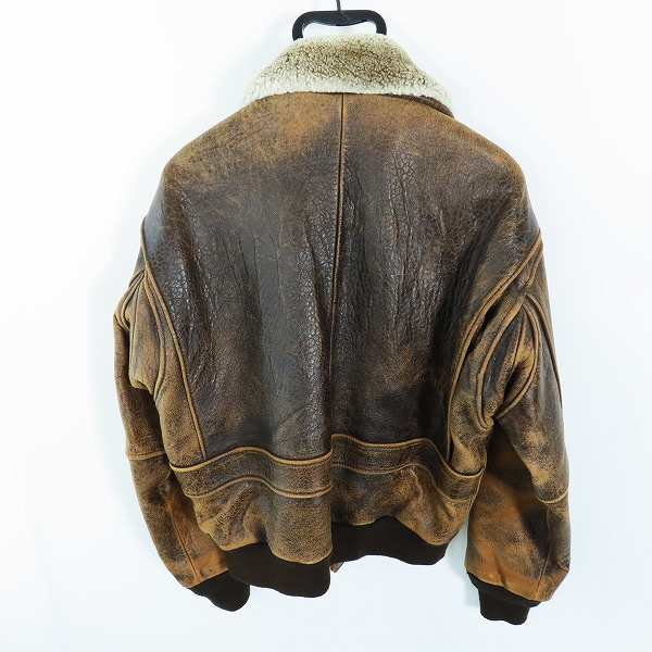 実際に弊社で買取させて頂いたTHE ORIGIN REBEL/オリジンレーベル 羊革/シープスキン ヴィンテージ レザー フライトジャケット ムートンジャケット  Lの画像 1枚目