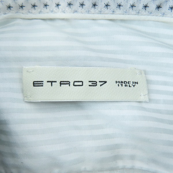 実際に弊社で買取させて頂いたETRO/エトロ 襟柄切替 ストライプ柄長袖シャツ グレー系 37の画像 2枚目