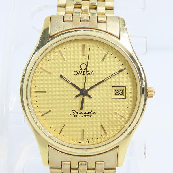 実際に弊社で買取させて頂いたOMEGA/オメガ Seamaster/シーマスター デイト 金文字盤 クォーツ 腕時計【動作未確認】