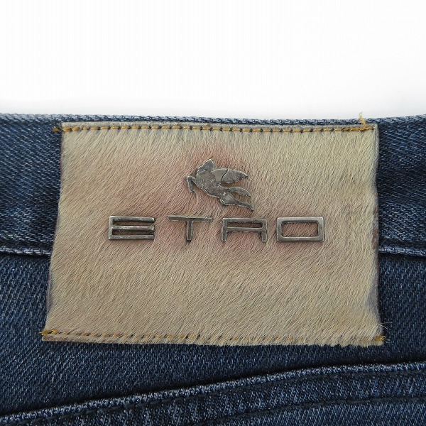 実際に弊社で買取させて頂いたETRO/エトロ スカル刺繍/裾カラーステッチ/ハラコパッチ スキニーデニムパンツ 29の画像 2枚目