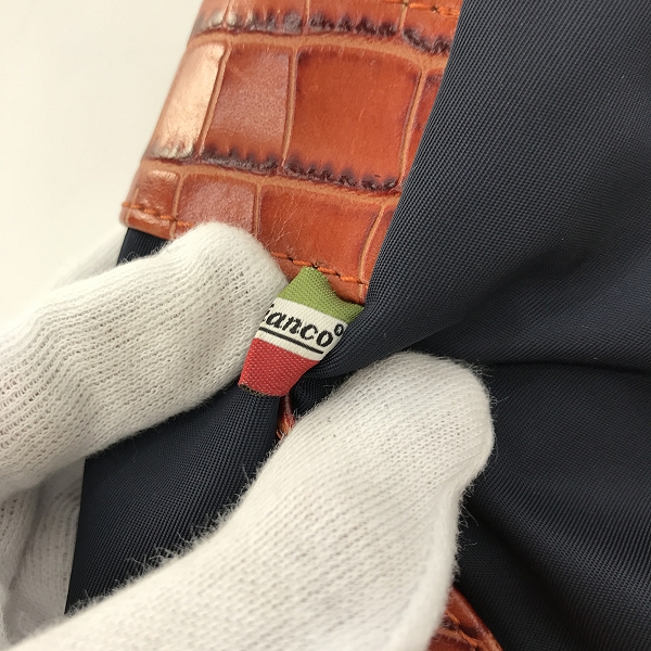 実際に弊社で買取させて頂いたOrobianco/オロビアンコ ショルダーバッグ ネイビー×ブラウン クロコ型押しの画像 4枚目