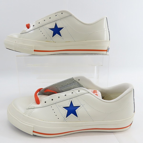 実際に弊社で買取させて頂いた【未使用】CONVERSE/コンバース One Star Ox White Blue Orange ワンスター /9.5の画像 3枚目
