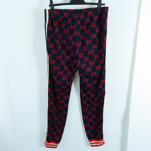 実際に弊社で買取させて頂いた【JPタグ】GUCCI/グッチ 18SS GGジャカード ジョガーパンツ/トラックパンツ 496920-X9L13/ネイビー/レッド/Mの画像 1枚目