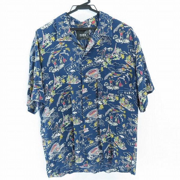実際に弊社で買取させて頂いたEDIFICE/エディフィス 別注 パリサンジェルマン アロハシャツ/XL