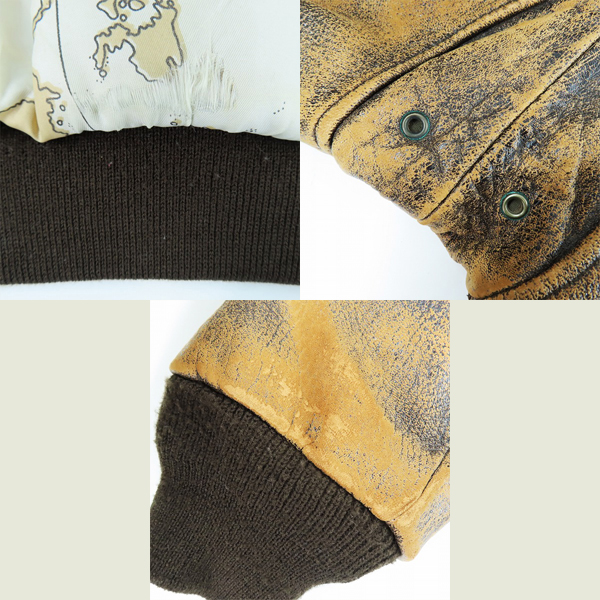 実際に弊社で買取させて頂いたTHE ORIGIN REBEL/オリジンレーベル 羊革/シープスキン ヴィンテージ レザー フライトジャケット ムートンジャケット  Lの画像 9枚目