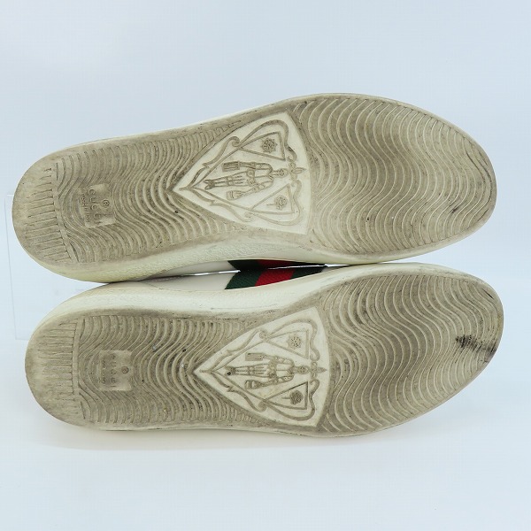 実際に弊社で買取させて頂いたGUCCI/グッチ エンブロイダリー キングスネーク ローカット レザー スニーカー 456230 9.5の画像 2枚目