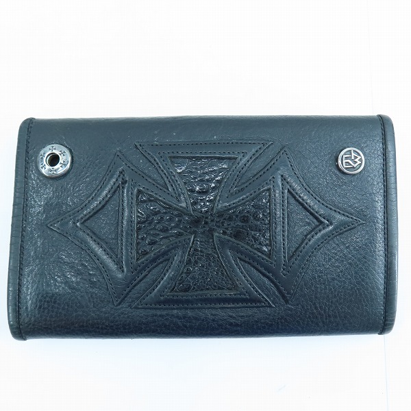実際に弊社で買取させて頂いた【難有り】TRAVIS WALKER/トラヴィスワーカー クロスパッチ 3つ折り レザーウォレット/財布の画像 1枚目