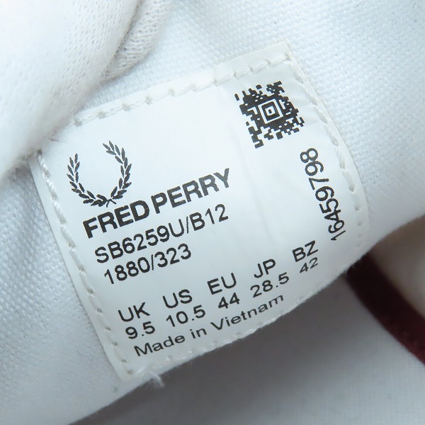 実際に弊社で買取させて頂いたFRED PERRY/フレッドペリー キングストン ツイル スニーカー SB6259U/B12 /28.5の画像 5枚目