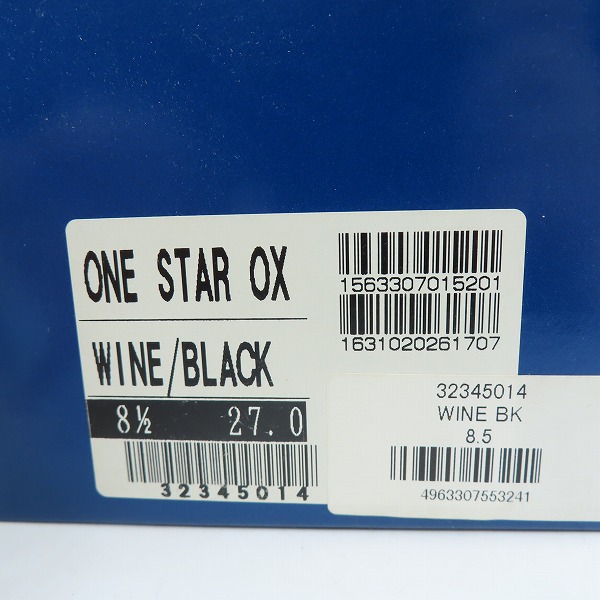 実際に弊社で買取させて頂いた【未使用】CONVERSE/コンバース ONE STAR OX ワンスター WINE/BLACK/8.5の画像 7枚目