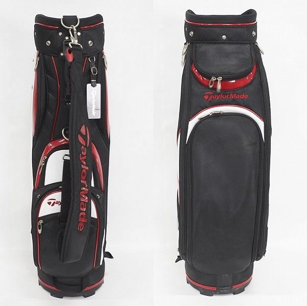 実際に弊社で買取させて頂いたTaylorMade/テーラーメイド CB105V 9.5型 5分割キャディバッグ ブラックｘホワイトｘレッドの画像 2枚目