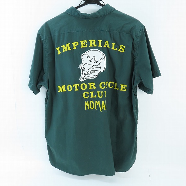 実際に弊社で買取させて頂いたCHALLENGER/チャレンジャー IMPERIALS MOTOR CYCLE CLUB だまし絵 背面スカル ワークシャツ XLの画像 1枚目