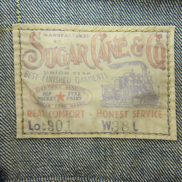 実際に弊社で買取させて頂いたSUGAR CANE/シュガーケーン LOT.901 ロンスターデニムジャケット SC11901Ｈ/38の画像 2枚目
