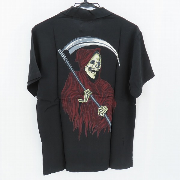 実際に弊社で買取させて頂いた【未使用】HYSTERIC GLAMOUR/ヒステリックグラマー Grim Reaper 開襟 オープンカラー アロハシャツ 02172AH03/Sの画像 1枚目