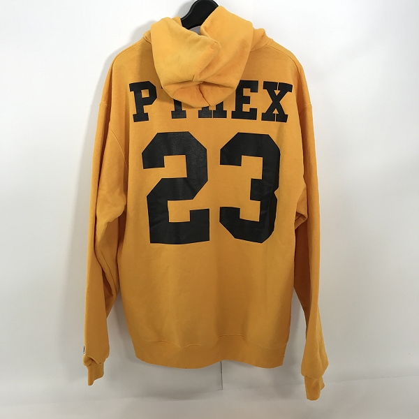 実際に弊社で買取させて頂いたChampion×PYREX VISION/チャンピオン×パイレックス ビジョン フーディ プリントパーカー イエロー /Lの画像 1枚目