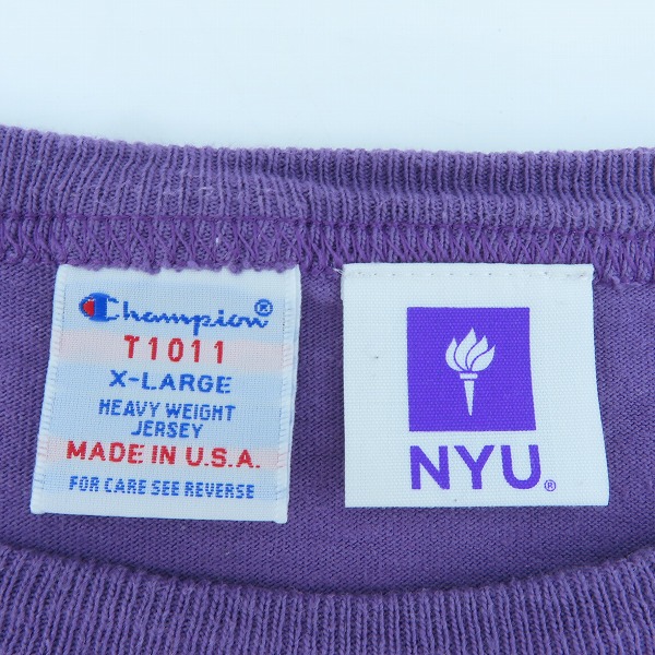 実際に弊社で買取させて頂いたChampion/チャンピオン NEW YORK UNIVERSITY 半袖Tシャツ T1011/XLの画像 2枚目