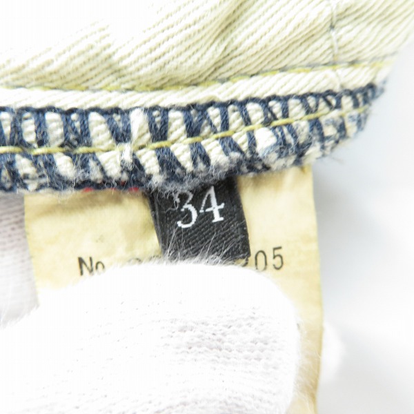 実際に弊社で買取させて頂いたHYSTERIC GLAMOUR/ヒステリックグラマー HSR加工/スリムストレート/リペア加工 スタッズデニムパンツ 0252AP05/34の画像 4枚目