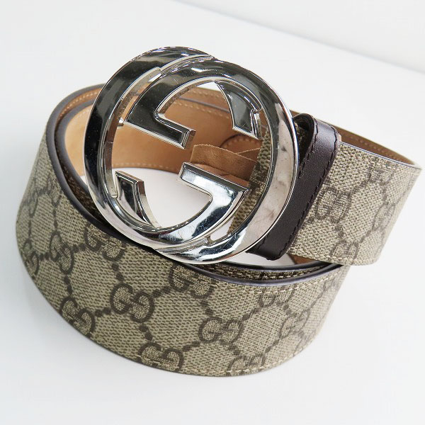 実際に弊社で買取させて頂いたGUCCI/グッチ GGスプリームキャンバス インターロッキングG バックル ベルト 411924 90・36