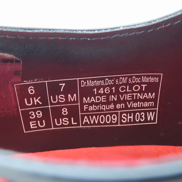 実際に弊社で買取させて頂いたDr.Martens×CLOT/ドクターマーチン×クロット 3ホール ブーツ 1461 UK6の画像 5枚目