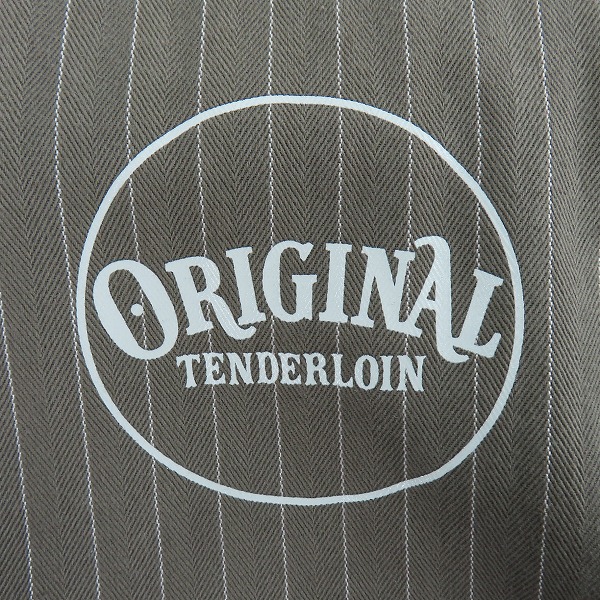 実際に弊社で買取させて頂いたTENDERLOIN/テンダーロイン ストライプ柄 ノーカラー コート ブラウン Sの画像 7枚目