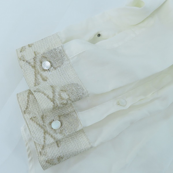 実際に弊社で買取させて頂いたmastermind JAPAN/マスターマインドジャパン evermore期 袖銀ラメジャガードスカル 長袖シャツ MX-SH04-06/Mの画像 7枚目