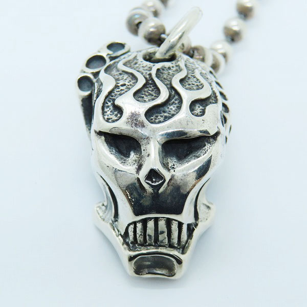 実際に弊社で買取させて頂いたCRAZY PIG/クレイジーピッグ HOT ROD SKULL PENDANT/ホットロッドスカルペンダント シルバーチェーン付きの画像 1枚目
