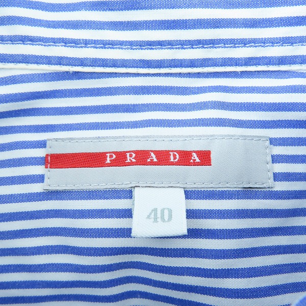 実際に弊社で買取させて頂いたPRADA/プラダ ストライプ 胸ポケット 長袖シャツ/40の画像 2枚目
