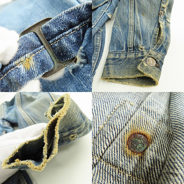 実際に弊社で買取させて頂いたLEVIS/リーバイス ビンテージ 1st/506XX 片面ビッグE/針なしシンチバック/ボタン裏ツープロング デニムジャケット/ジージャンの画像 6枚目