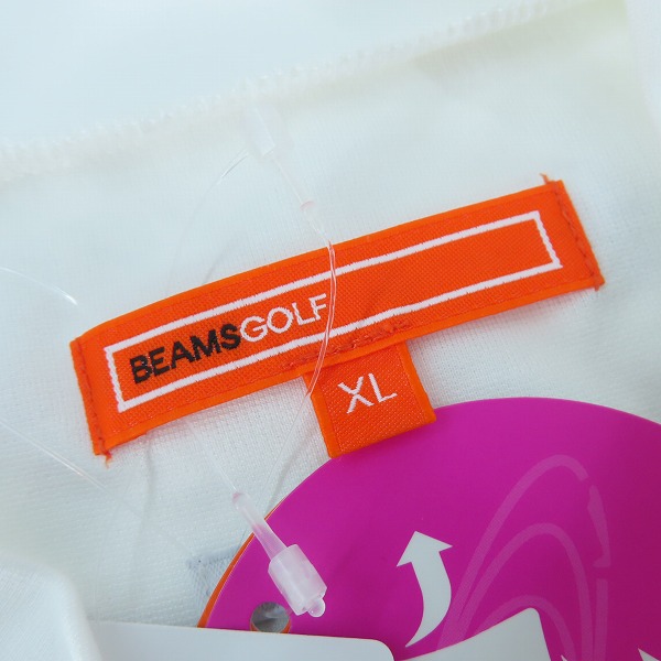 実際に弊社で買取させて頂いた 【未使用】BEAMS GOLF/ビームスゴルフ ORANGE LABEL/スターフラッグロゴツアーモックネックシャツ 82-14-0004-444/XLの画像 2枚目