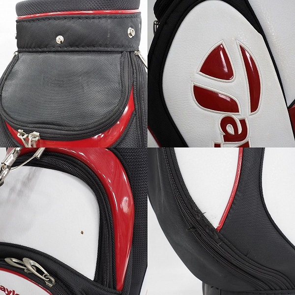 実際に弊社で買取させて頂いたTaylorMade/テーラーメイド CB105V 9.5型 5分割キャディバッグ ブラックｘホワイトｘレッドの画像 5枚目