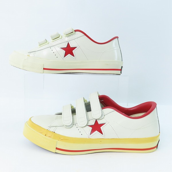 実際に弊社で買取させて頂いたCONVERSE/コンバース ONE STAR V-3 OX WHITE/RED ベルクロ スニーカー/8の画像 3枚目