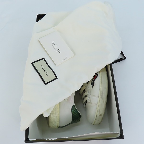 実際に弊社で買取させて頂いたGUCCI/グッチ エンブロイダリー キングスネーク ローカット レザー スニーカー 456230 9.5の画像 9枚目