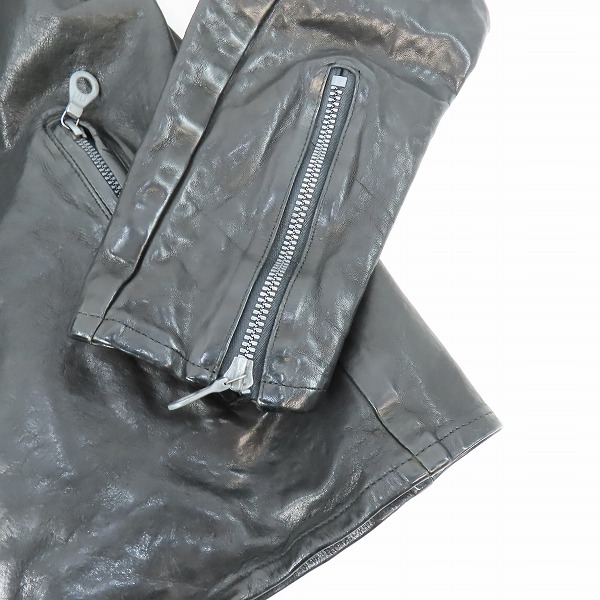 実際に弊社で買取させて頂いたISAMUKATAYAMA BACKLASH/バックラッシュ イタリアンショルダー製品染めシングルライダース 1254-01/Lの画像 7枚目