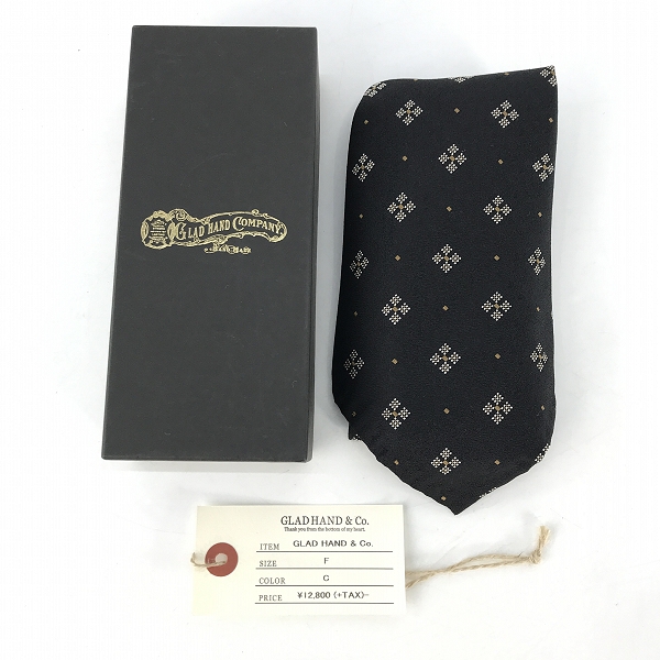 実際に弊社で買取させて頂いたGLADHAND/グラッドハンド ブラック総柄ネクタイ/Fの画像 5枚目