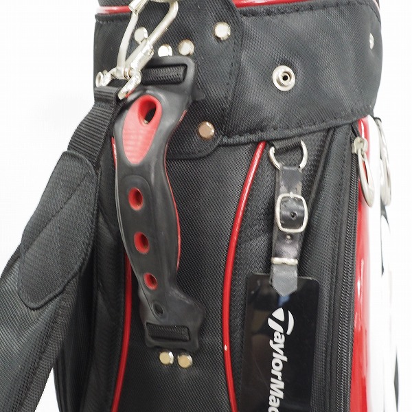実際に弊社で買取させて頂いたTaylorMade/テーラーメイド CB105V 9.5型 5分割キャディバッグ ブラックｘホワイトｘレッドの画像 4枚目