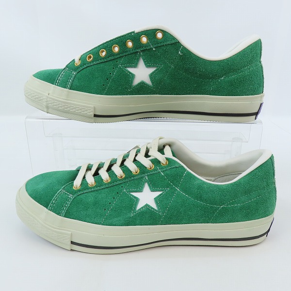 実際に弊社で買取させて頂いた【未使用】CONVERSE/コンバース ONESTAR GOLD EYELET SU OX  ワンスター スエード/グリーン/9.5の画像 3枚目