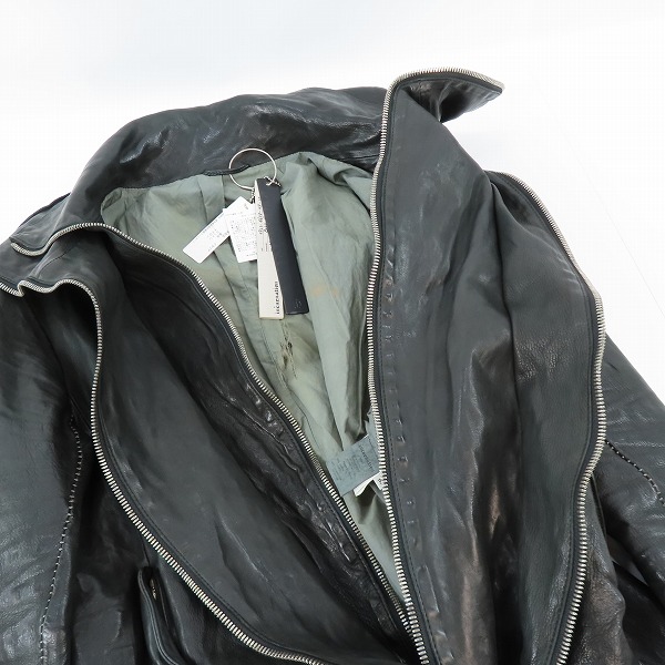 実際に弊社で買取させて頂いたincarnation/インカネーション W COLLAR W ZIP BLOUSON ダブルカラー レザー ジャケット 1921-4658-NK-10/Mの画像 4枚目