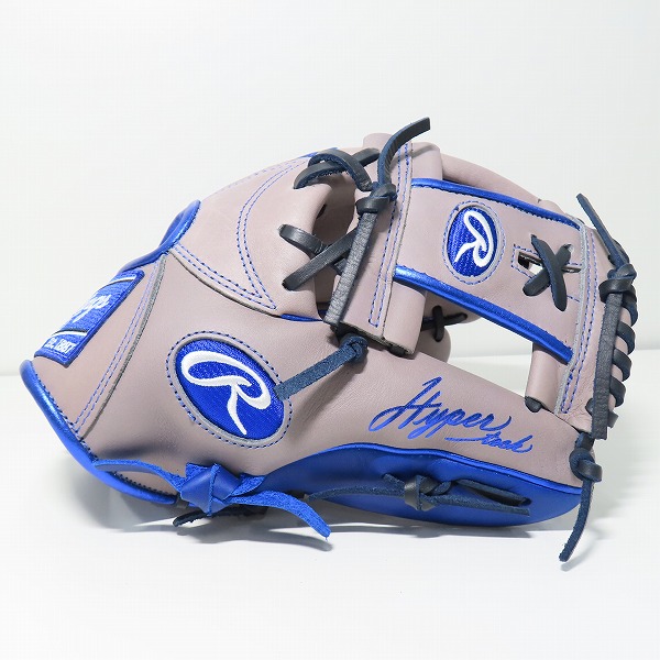 実際に弊社で買取させて頂いたRawlings/ローリングス HYPER TECH COLOR SYNC 軟式/内野手/右投げ用 グローブ グレー/ロイヤル GR4HTCN62の画像 1枚目