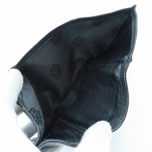 実際に弊社で買取させて頂いたCHROME HEARTS/クロムハーツ 3フォールドウォレット クロスボタン ヘビーレザー クロスパッチの画像 4枚目