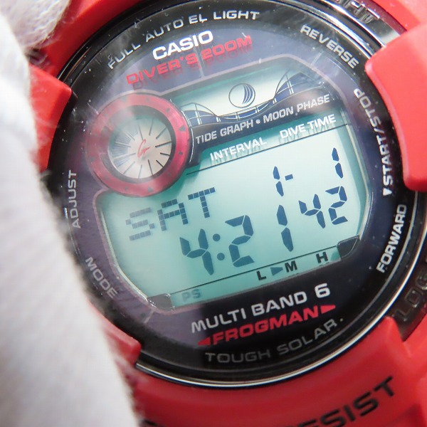 実際に弊社で買取させて頂いたG-SHOCK/Gショック FROGMAN/フロッグマン メンインバーニングレッド 電波ソーラー 腕時計 GWF-1000RD-4JFの画像 5枚目