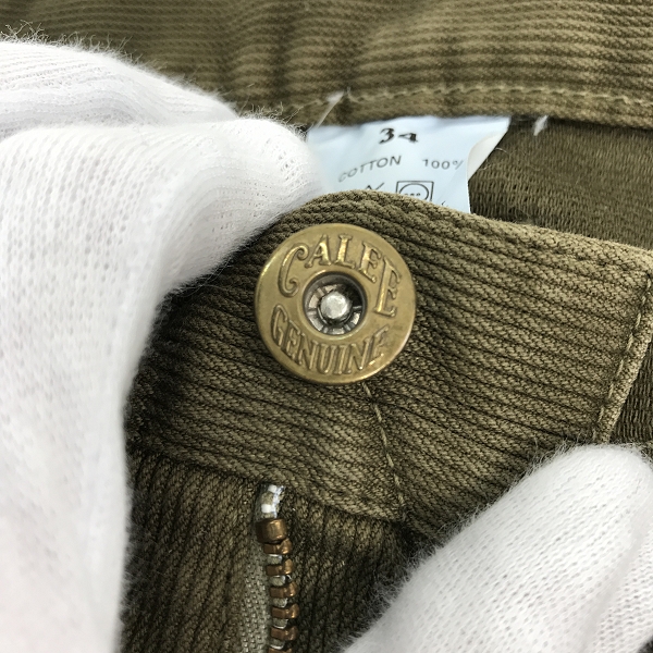 実際に弊社で買取させて頂いたCALEE/キャリー コーデュロイ パンツ カーキ/34の画像 5枚目