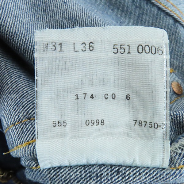 実際に弊社で買取させて頂いたLEVI'S/リーバイス 551ZXX デニムパンツ 551-0006/W31L36の画像 5枚目