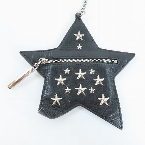 実際に弊社で買取させて頂いたJIMMY CHOO/ジミーチュウ SKYLER LEATHER WITH STARS スター スタッズ ポーチ J000060747001の画像 1枚目
