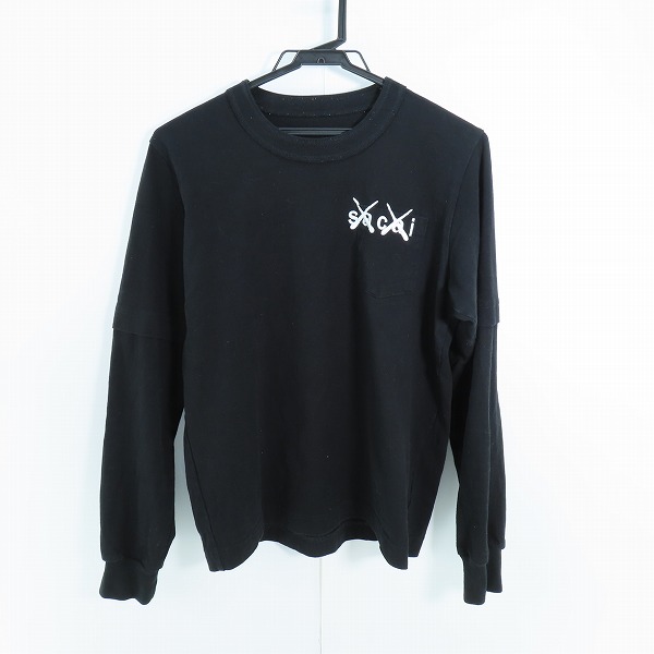 実際に弊社で買取させて頂いたSacai × KAWS/サカイ × カウズ 21AW Embroidery L/S T-Shirt/ロングTシャツ 黒 21-0284S/0
