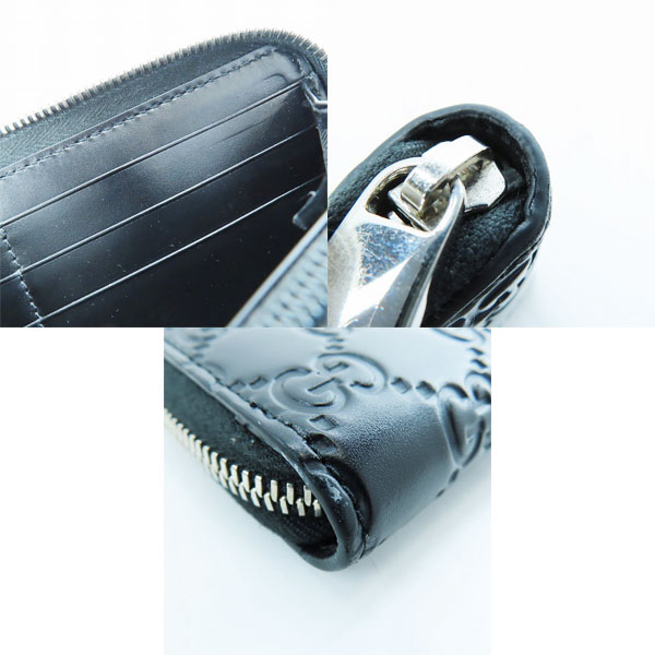 実際に弊社で買取させて頂いたGUCCI/グッチ DORIAN/ドリアン シグネチャーレザー  グッチシマ ラウンドジップ長財布  473928 CWC1N 1000の画像 8枚目