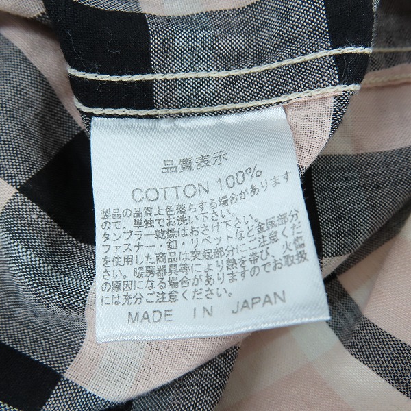 実際に弊社で買取させて頂いたGLORY PARK/グローリーパーク THE FLAT HEAD/フラットヘッド チェック柄 長袖シャツ ライトピンク 40の画像 4枚目