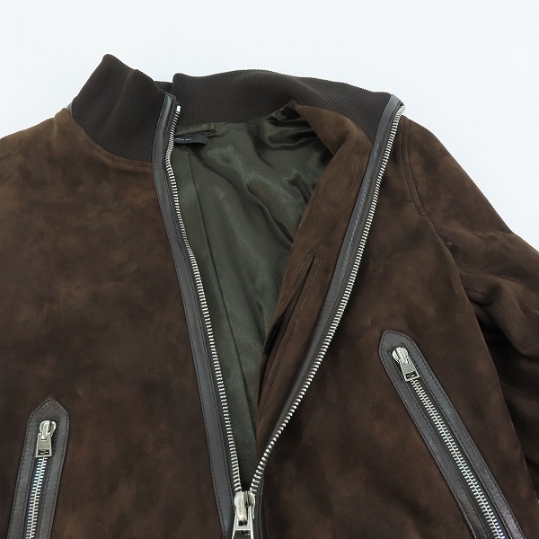 実際に弊社で買取させて頂いたTOM FORD/トムフォード LIGHT SUEDE TRACK BOMBER/ライトスエード トラックボンバー スエード ジャケット/46の画像 5枚目