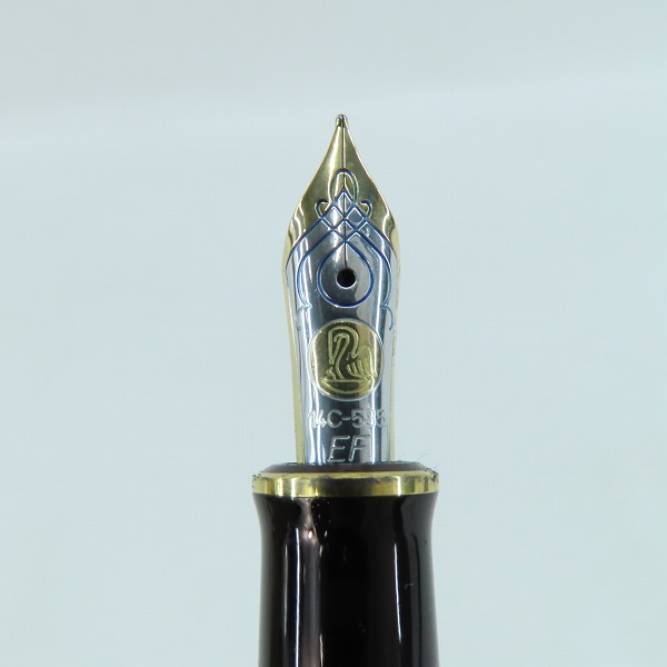 実際に弊社で買取させて頂いたPELIKAN/ペリカン スーべレーン グリーンストライプ キャップ式万年筆 ペン先14C-585 EFの画像 4枚目