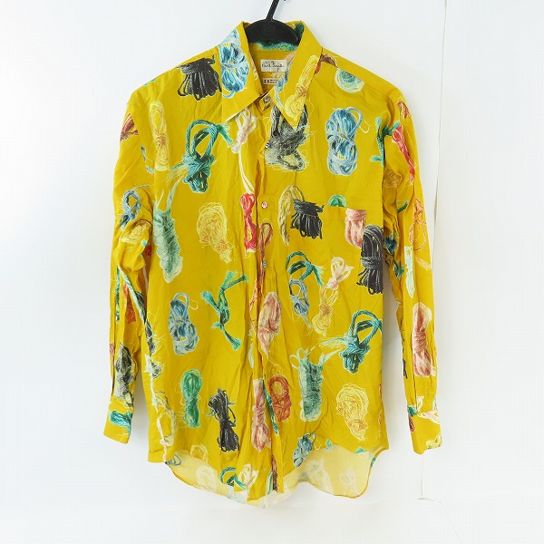 実際に弊社で買取させて頂いたPaul Smith LONDON/ポールスミスロンドン 紐デザイン 総柄 長袖シャツ イエロー/M
