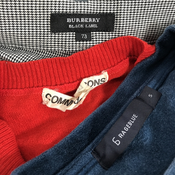 実際に弊社で買取させて頂いた【おまとめ】バーバリー/レイジーブルー/コムデギャルソン 等 チェックパンツ/スウェット/Tシャツ/カーディガン 他の画像 1枚目