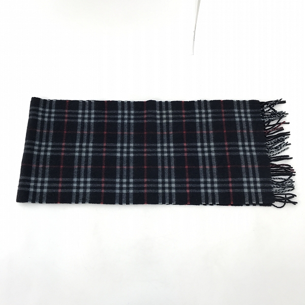 実際に弊社で買取させて頂いたBurberry's/バーバリーズ ノヴァチェックマフラー カシミア100% ダークネイビー系の画像 2枚目